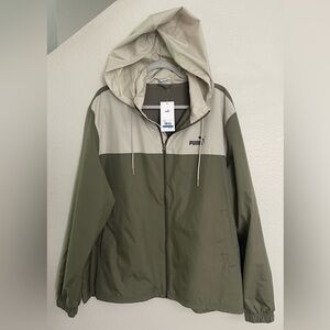 PUMA Men's Olive and Beige Windbreaker